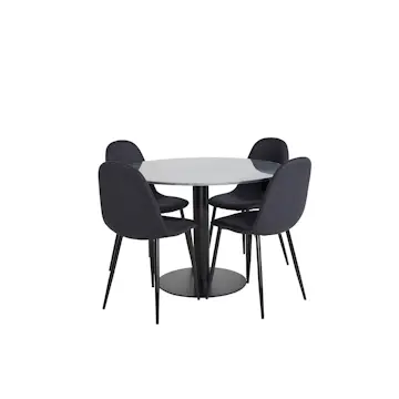 Spisegruppe Venture Home Estelle med 4 Pobbie Stoler Polyester