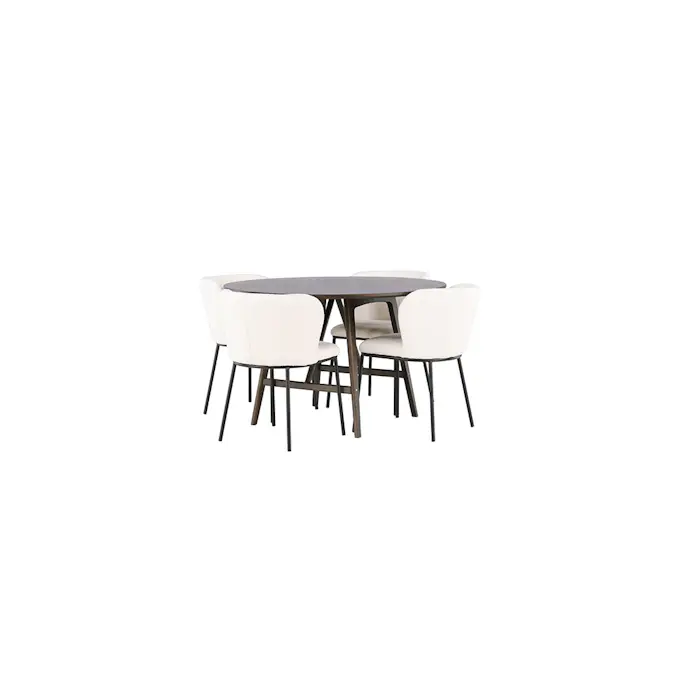 Spisegruppe Venture Home Kaseidon Ø100 cm med 4 stk Edina Stoler