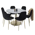 Spisegruppe Venture Home Estelle Sort/Messing med 6 Pobbie Stoler