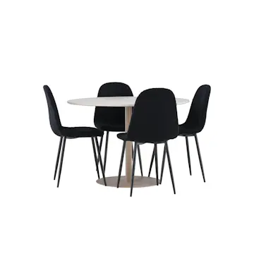 Spisegruppe Venture Home Lycke Ø110 med 4 stk Polar Stoler Teddy