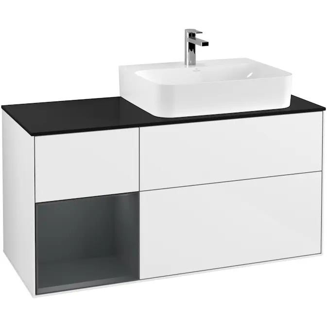 Tvättställsskåp Villeroy & Boch Finion med 3 Lådor Hylla och Bänkskiva för Ocentrerat Tvättställ
