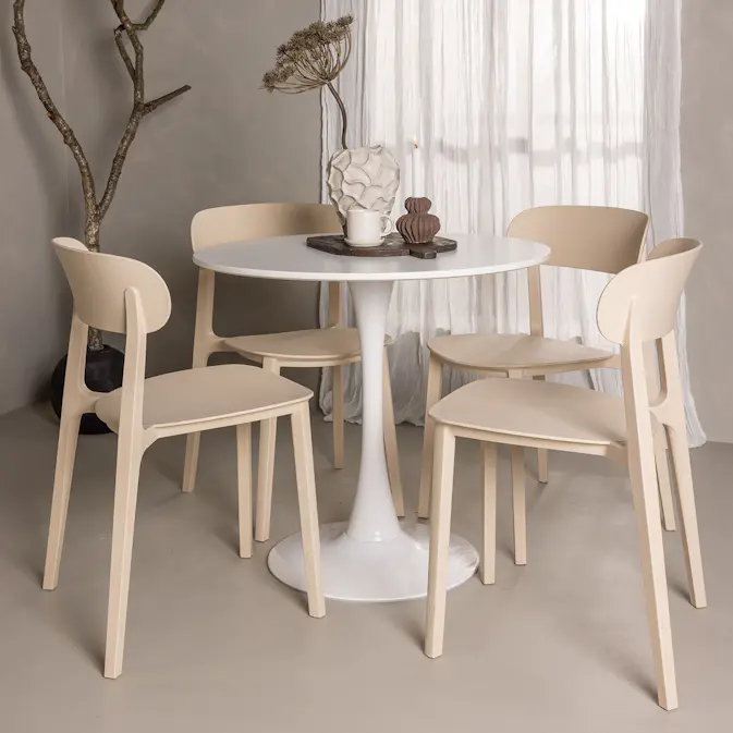 Spisegruppe Venture Home Hamden Ø80 cm med 4 Åstol Stoler