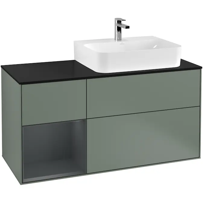 Tvättställsskåp Villeroy & Boch Finion med 3 Lådor Hylla och Bänkskiva för Ocentrerat Tvättställ