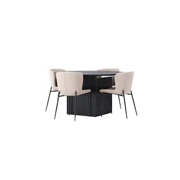 Spisegruppe Venture Home Matilda med 4 Modesto Stoler