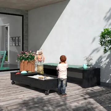 Sandkasse PLUS Fun med Hjul og Benk 180 cm