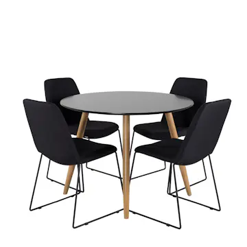 Spisegruppe Venture Home Plaza Ø100 cm med 4st Muce Spisestoler