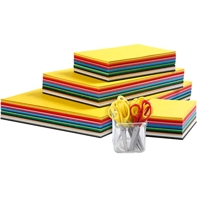 Kreativ Kartong Creativ Company og Barnesakser Ass Farger A3 A4 A5 A6 180 g 1 Sett