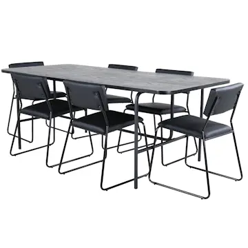 Spisegruppe Venture Home Chicago Spisebord og Kungshamn Spisestol Sort