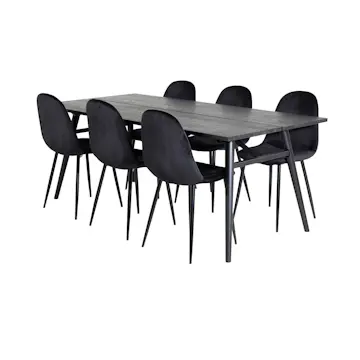 Spisegruppe Venture Home Salt med 6 Pobbie Stoler