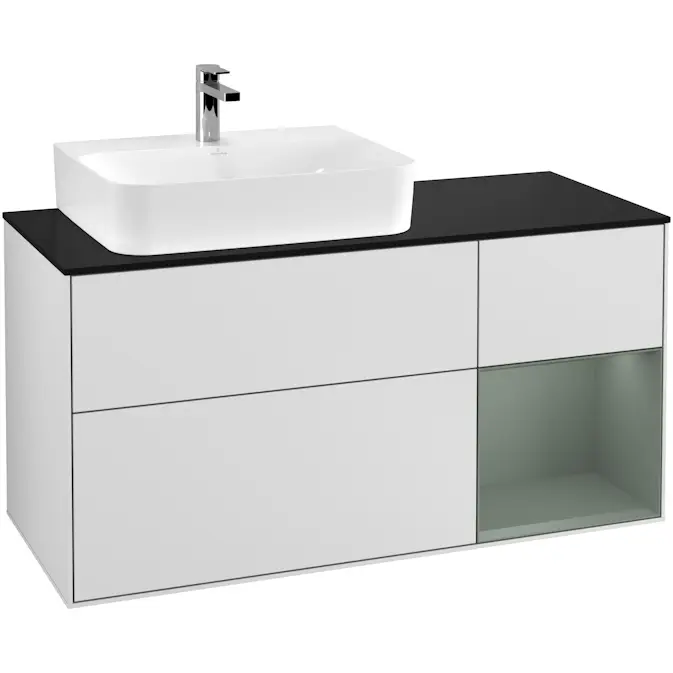 Tvättställsskåp Villeroy & Boch Finion med 3 Lådor Hylla och Bänkskiva för Ocentrerat Tvättställ