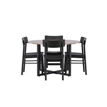 Spisegruppe Venture Home Durango Ø120 cm med 4st Montros Spisestoler