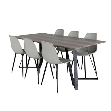 Spisegruppe Venture Home Madde med 6 Pop Stoler
