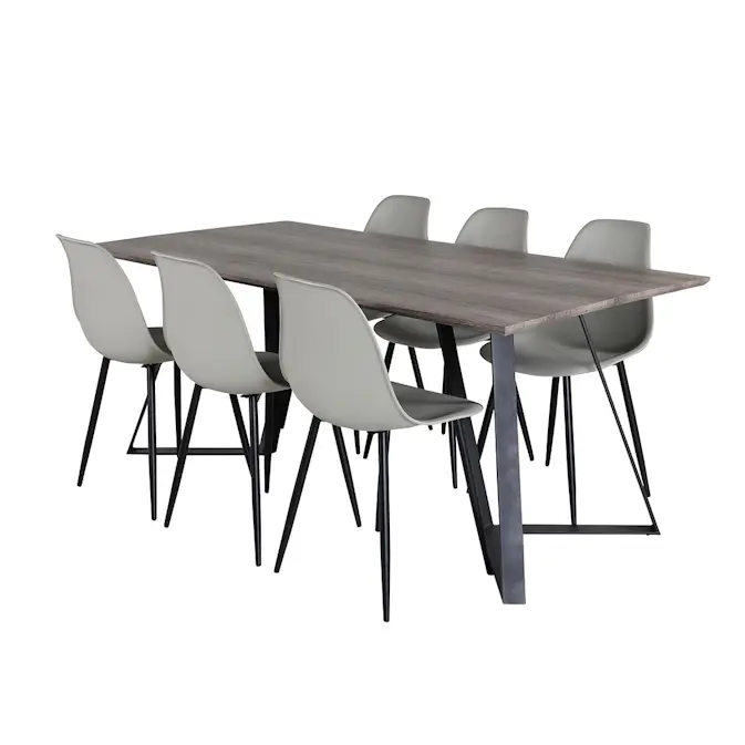 Spisegruppe Venture Home Madde med 6 Pop Stoler