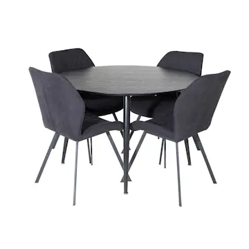 Spisegruppe Venture Home Dipp Ø115 cm med 4 Gemma Stoler