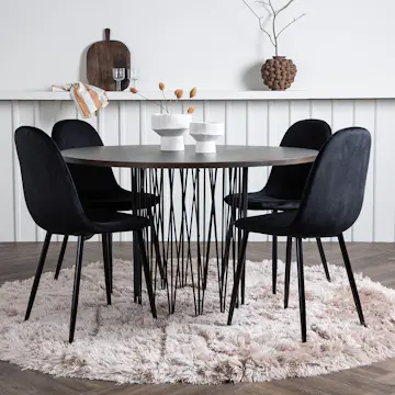 Spisegruppe Venture Home Stone med 4 Polar Stoler Fløyel