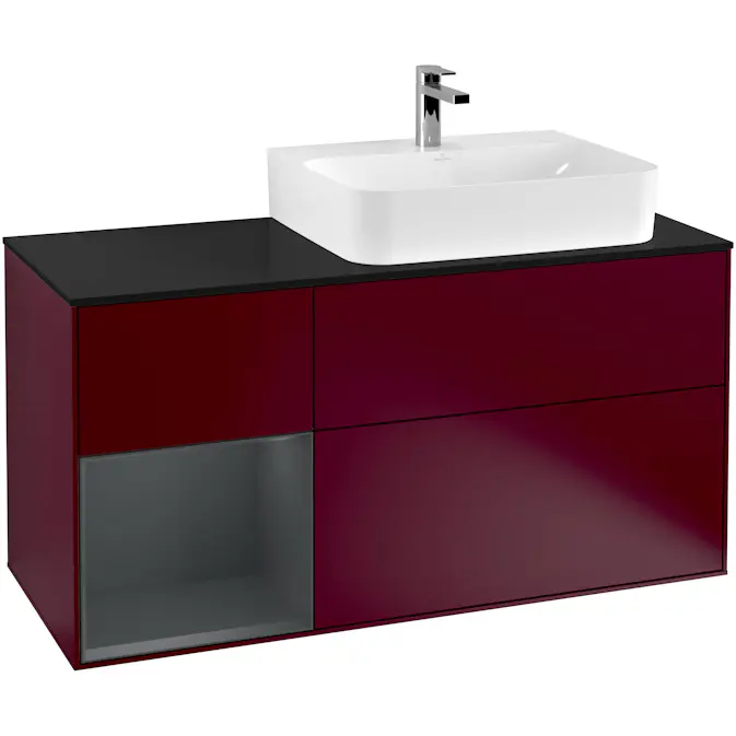Tvättställsskåp Villeroy & Boch Finion med 3 Lådor Hylla och Bänkskiva för Ocentrerat Tvättställ