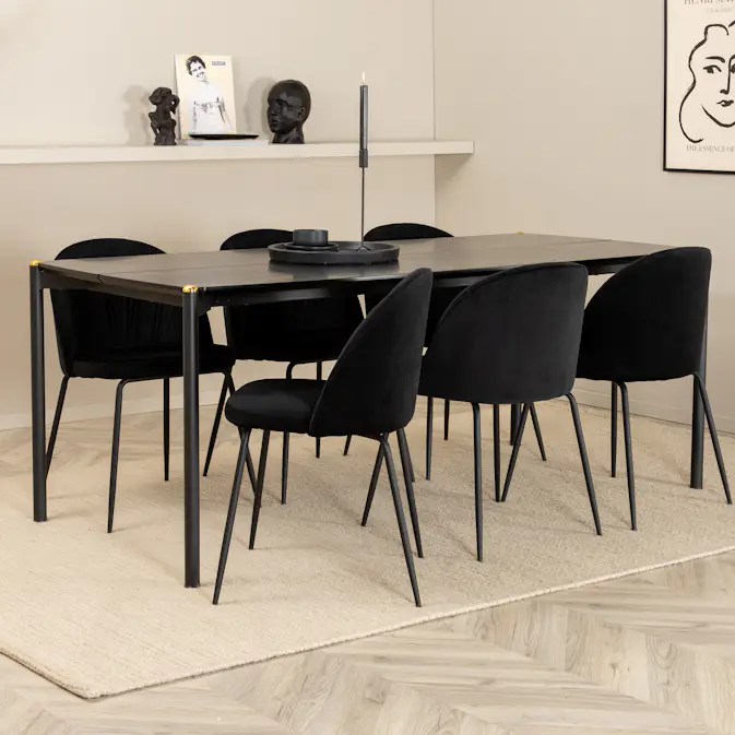 Spisegruppe Venture Home Paris med 6 Wrigley Stoler