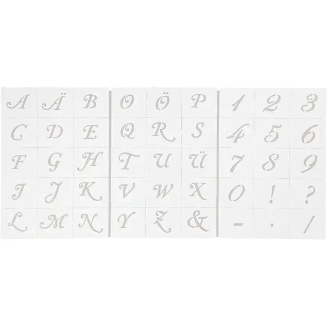 Sjablonger Creativ Company Bokstaver Og Tall A5 148x210 mm 3 Ark/1 Pk
