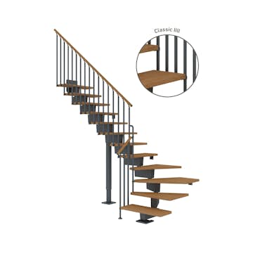 Hovedtrapp Dolle Dubai Eik Oljet 1/4-Sving Classic IIII
