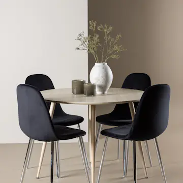 Spisegruppe Venture Home Plaza Ø100 med 4 stk Polar Stoler Fløyel