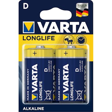 Batterier Varta Longlife D 2-pk