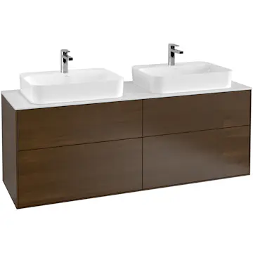 Tvättställsskåp Villeroy & Boch Finion med 4 Lådor och Bänkskiva för Två Ytmonterade Tvättställ