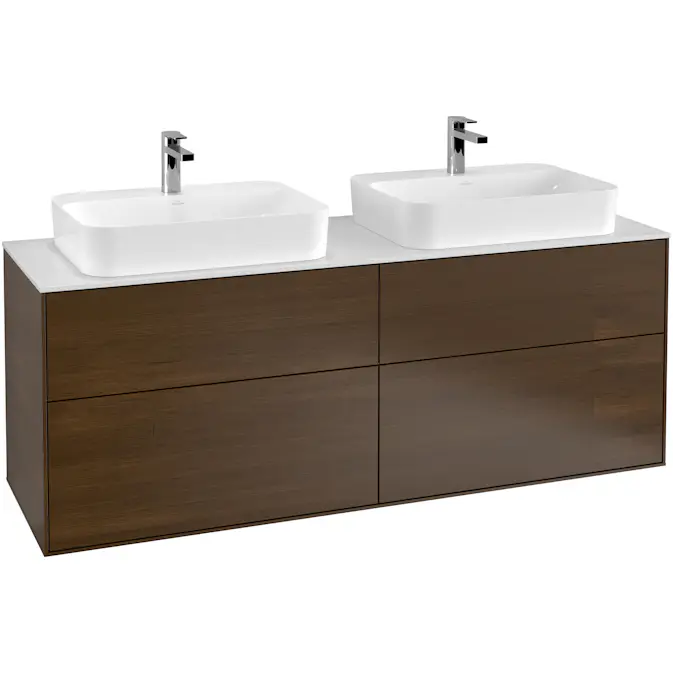 Tvättställsskåp Villeroy & Boch Finion med 4 Lådor och Bänkskiva för Två Ytmonterade Tvättställ