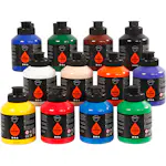 Akrylmaling Creativ Company Pigment Art School standardfarger 12 stk 500 ml/1 Eske