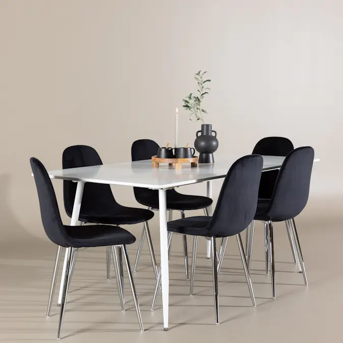 Spisegruppe Venture Home Silar 180 med 6 stk Polar Stoler Fløyel