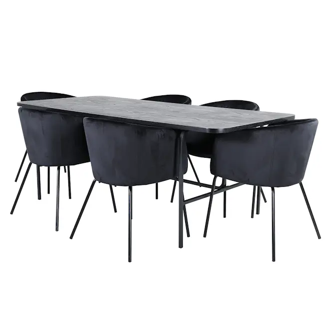 Spisegruppe Venture Home Chicago Spisebord og Bergen Spisestol Sort
