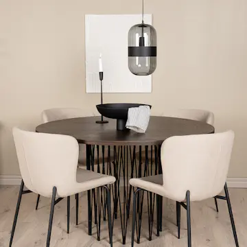 Spisegruppe Venture Home Stone Rund med 4 Modesto Stoler