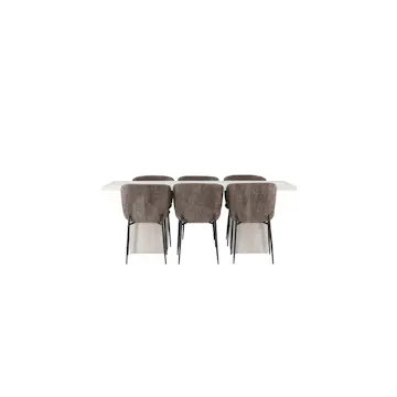 Spisegruppe Venture Home Olga med 6 stk Modesto Stoler