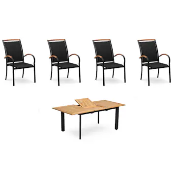 Spisegruppe Hage Hillerstorp Nydala 4stk Stoler med Utrekkbart Hagebord 90x150-200 cm