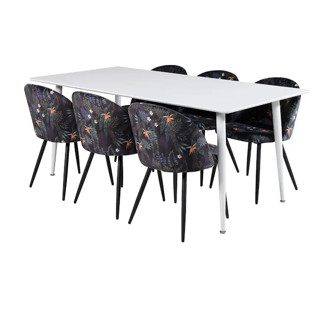 Spisegruppe Venture Home Pobbie med 6 Valentina Stoler Polyester