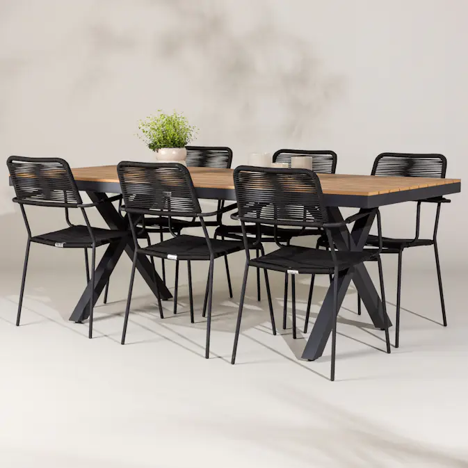 Hagegruppe Venture Home Garcia med 6 Lindos Lenestoler