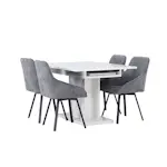Spisegruppe Venture Home Pluto med 4 Rosie Stoler