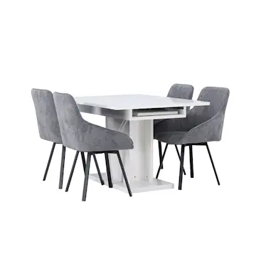 Spisegruppe Venture Home Pluto med 4 Rosie Stoler