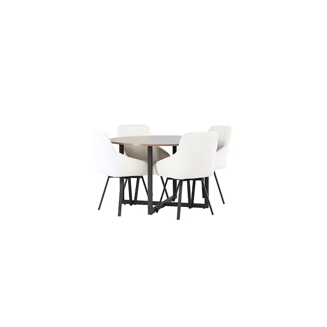 Spisegruppe Venture Home Durango Ø120 cm med 4 stk Rosie Stoler