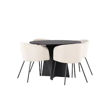 Spisegruppe Venture Home Bootcut Ø110 cm med 4 Berit Stoler