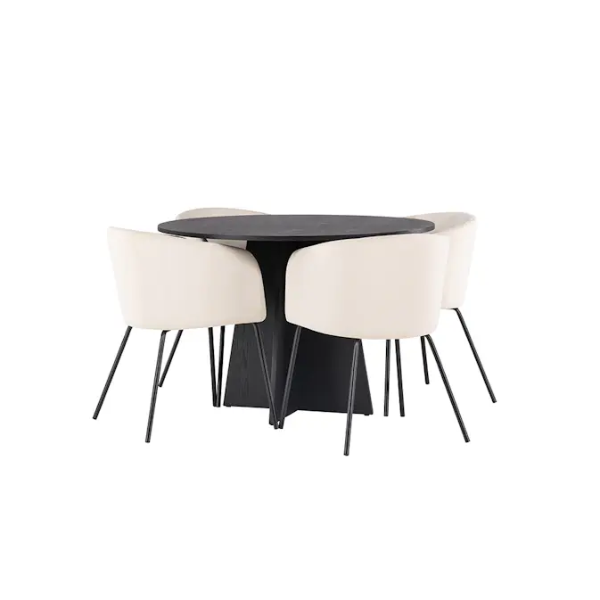 Spisegruppe Venture Home Bootcut Ø110 cm med 4 Berit Stoler