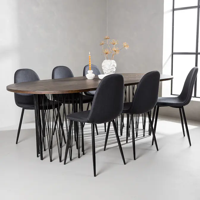 Spisegruppe furniture/fashion Stone med 6 Polar Stoler