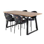 Spisegruppe Venture Home Ina med 4 Valor Stoler Polyester
