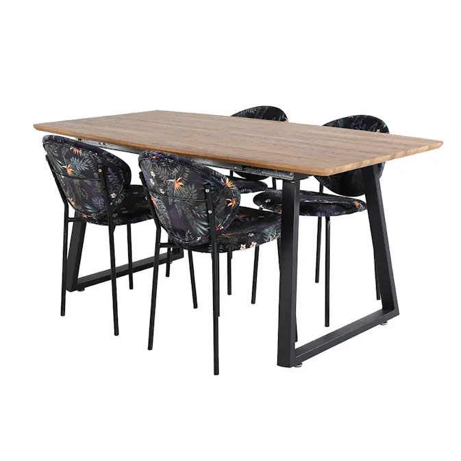Spisegruppe Venture Home Ina med 4 Valor Stoler Polyester
