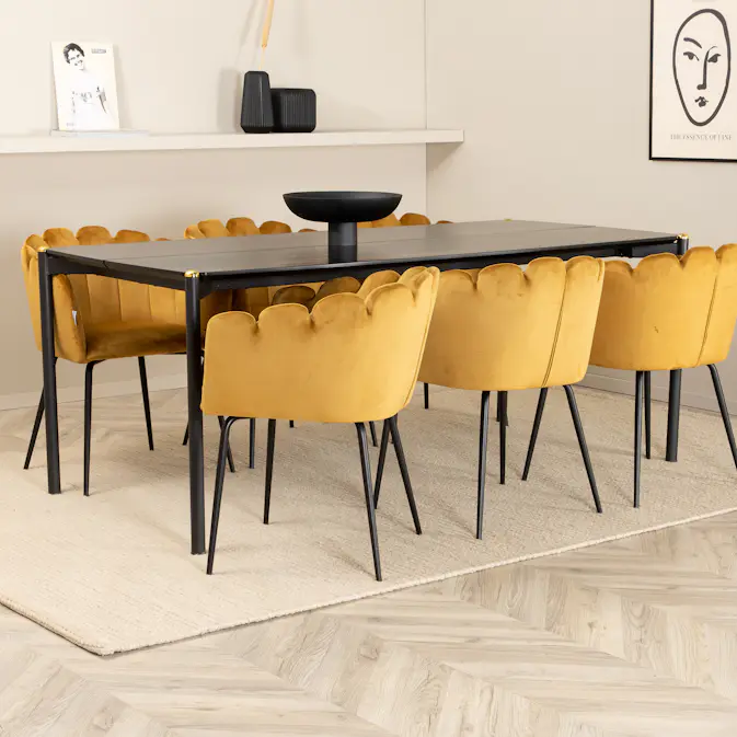 Spisegruppe Venture Home Paris med 6 Limhamn Stoler