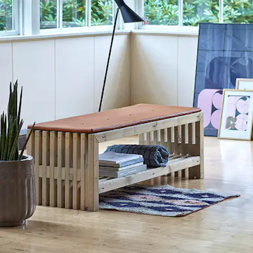 Benk PLUS Rustikk Design med Hylle 1380 mm