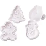 Utstikkerformer Creativ Company med Preg Hvit Juletre Snømann Pepperkakemann Kule - 5 cm 4 stk / 1 Pk