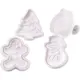 Utstikkerformer Creativ Company med Preg Hvit Juletre Snømann Pepperkakemann Kule - 5 cm 4 stk / 1 Pk