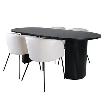 Spisegruppe Venture Home Bianca Sort med 4 Bergen Stoler