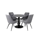 Spisegruppe Venture Home Estelle Ø106 med 4 Velvet Deluxe Stoler