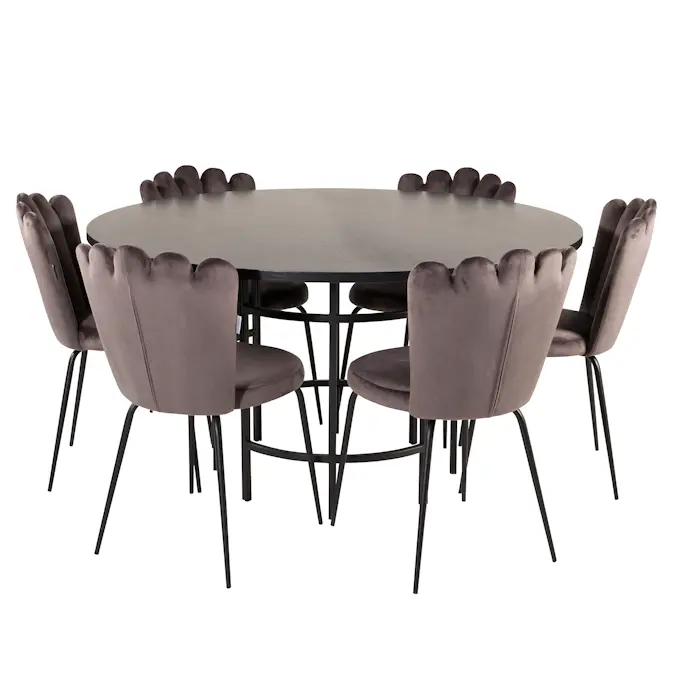 Spisegruppe furniture/fashion Copenhagen med 6 Grå Limhamn Light Stoler